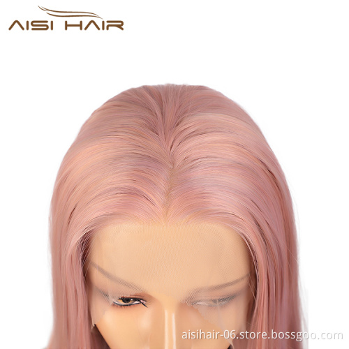 Straight Lace Frontal 26 Inch Wig Synthetic Cosplay Long Pink Wig Silky Front Lace Hair Wigs For Black White Women